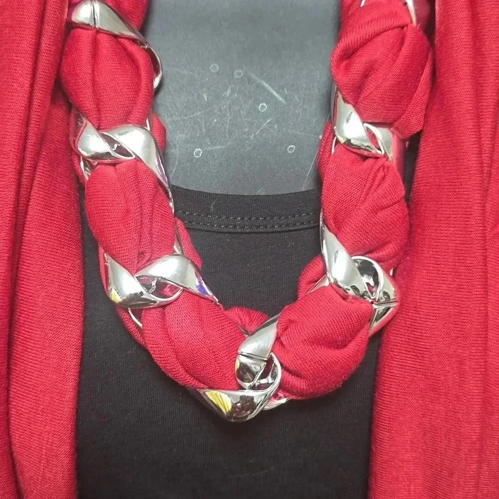 Scarf | Red | Silver Accents and Tassel